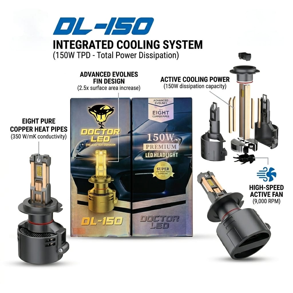  لمبات ليد سيارات دكتور ليد DL-150 بقوة 150 واط بنظام تبريد متطور