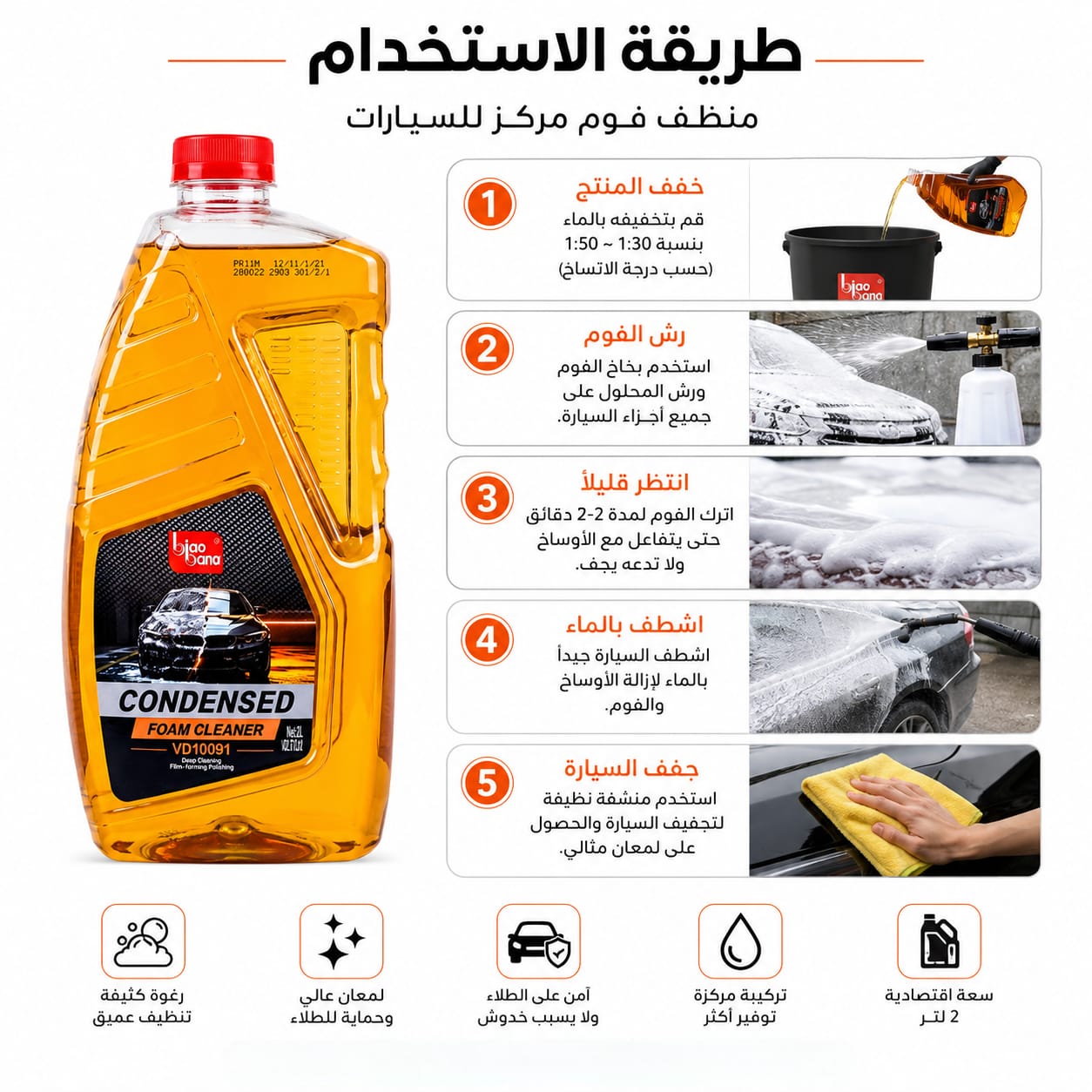 منظف فوم مركز للسيارات Bigo Bang Condensed Foam Cleaner – سعة 2 لتر