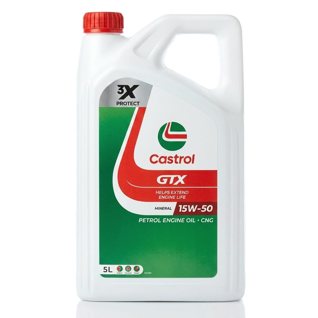 زيت محرك كاسترول جي تي إكس Castrol GTX 15W-50 معدني (بنزين وغاز طبيعي) – سعة 5 لتر