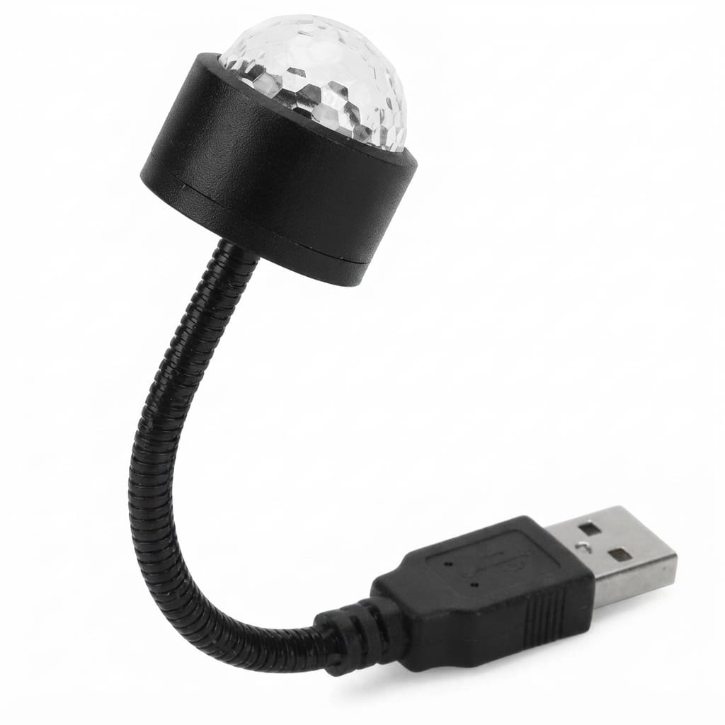 مصباح ديسكو LED محمول بمنفذ USB - إضاءة تفاعلية متناغمة مع الموسيقى للسيارة والحفلات