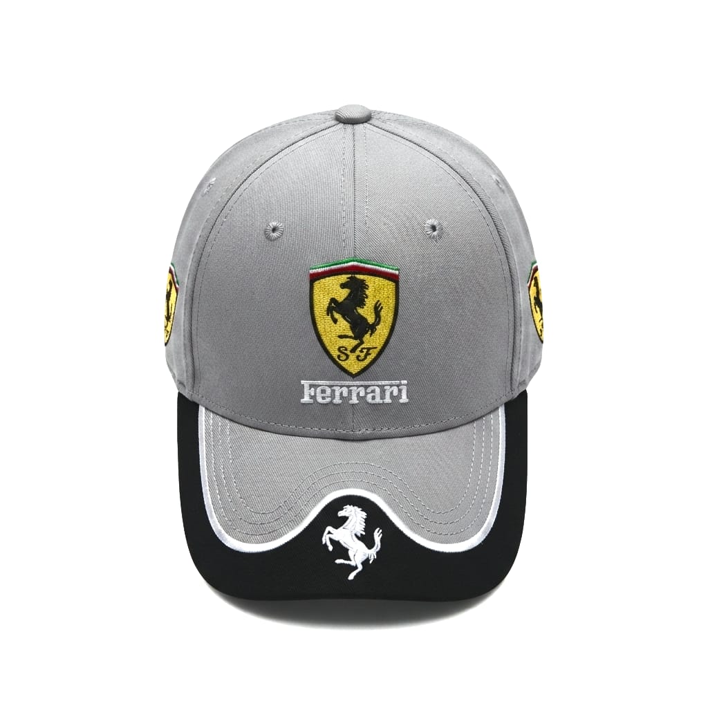 قبعة فيراري (Ferrari) بيسبول - تصميم رمادي وأسود فاخر